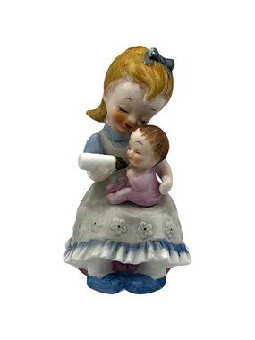 Vintage Josef Originals George Good Girl Feeding Baby in Lap Figurine